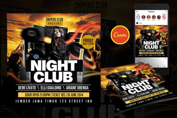 Night Party Event Flyer Canva Template