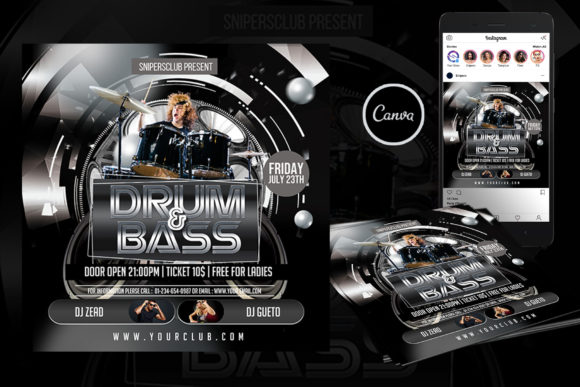 Drum & Bass Event Flyer Canva Template