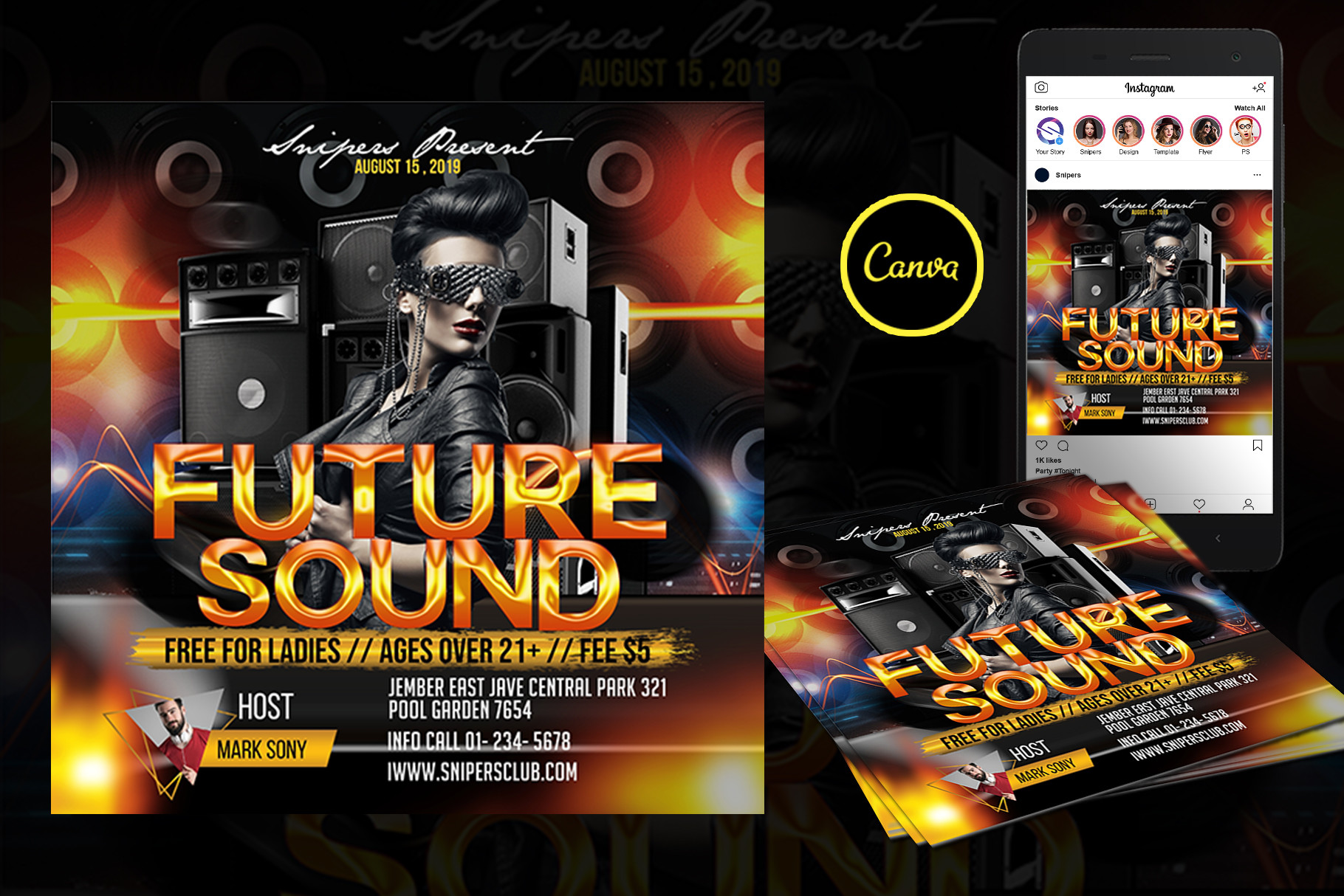 Future Sound Event Flyer Canva Template