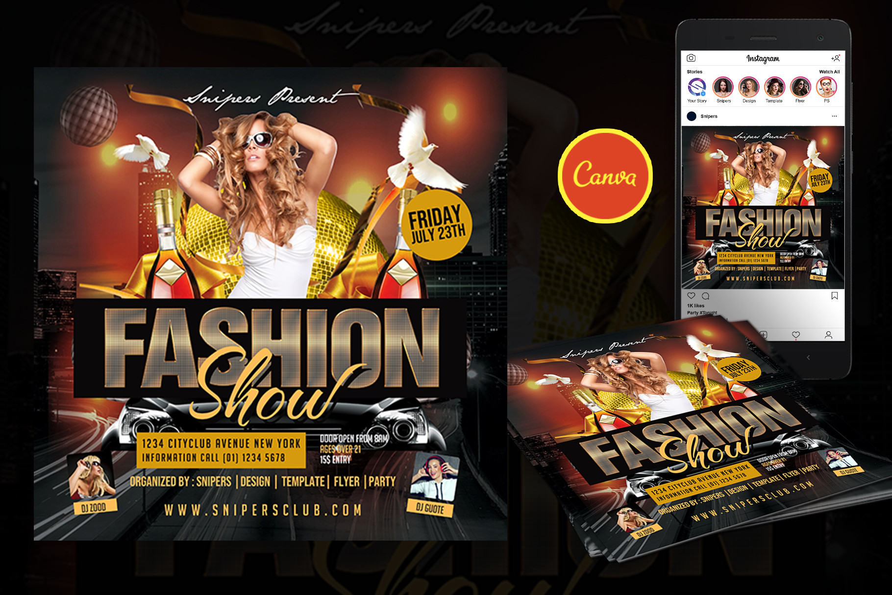 Glamour Night Event Flyer Canva Template