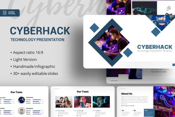 Preview of Google Slides Template - Cyberhack technology presentation template