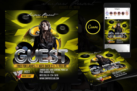 Guest Dj Event Flyer Canva Template