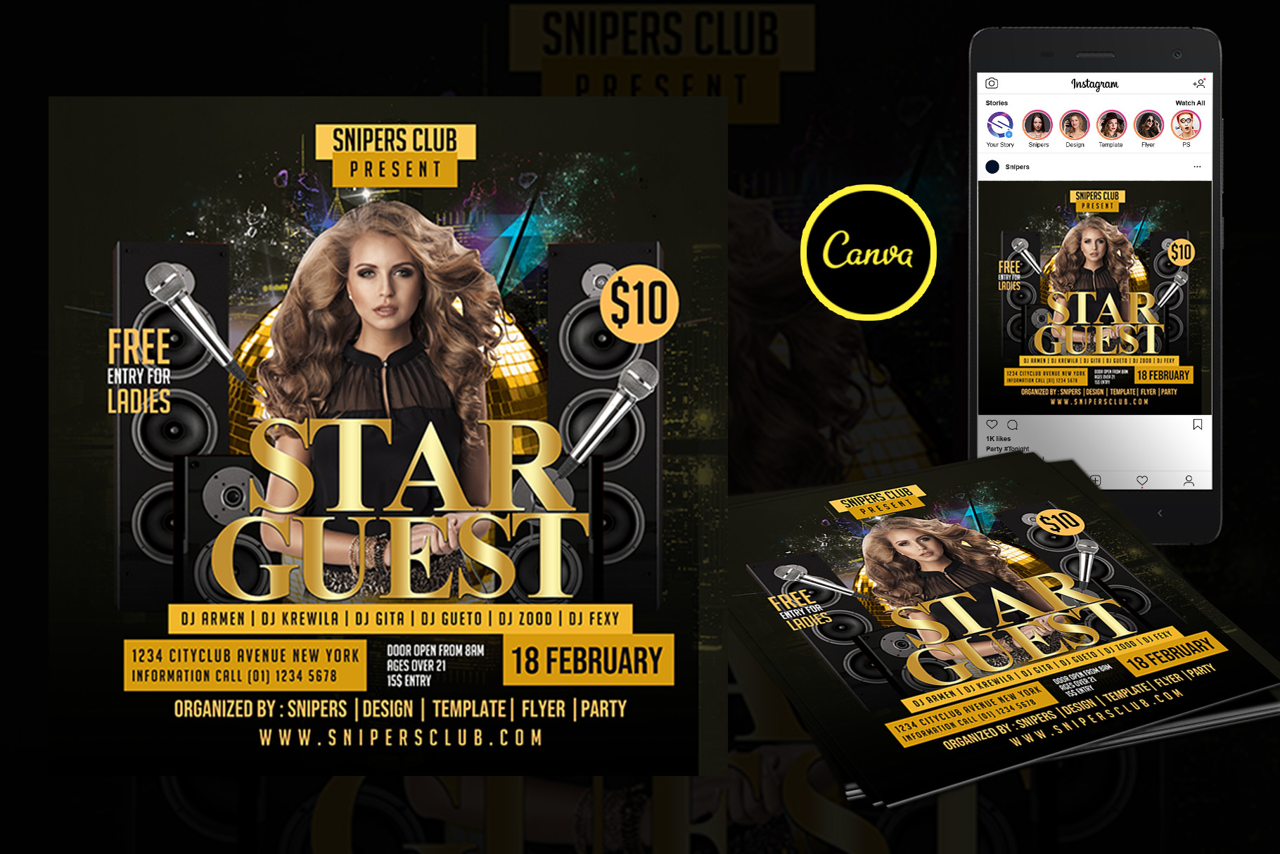 Guest Star Event Flyer Canva Template