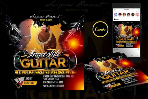 Guitar Event Flyer Canva Template