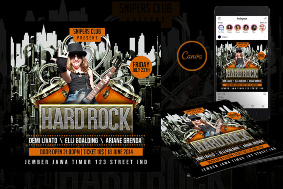 Hard Rock Event Flyer Canva Template