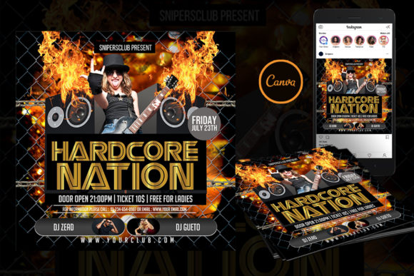 Hardrock Event Flyer Canva Template