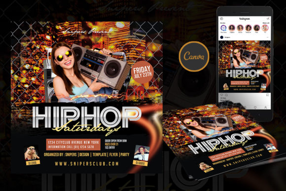 Hip Hop Event Flyer Canva Template