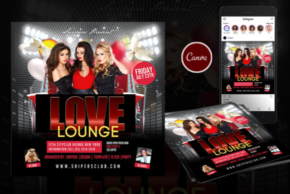 Love Lounge Event Flyer Canva Template