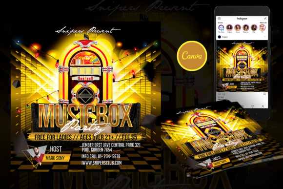 Music Box Event Flyer Canva Template