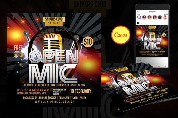 Open Mic Event Flyer Canva Template