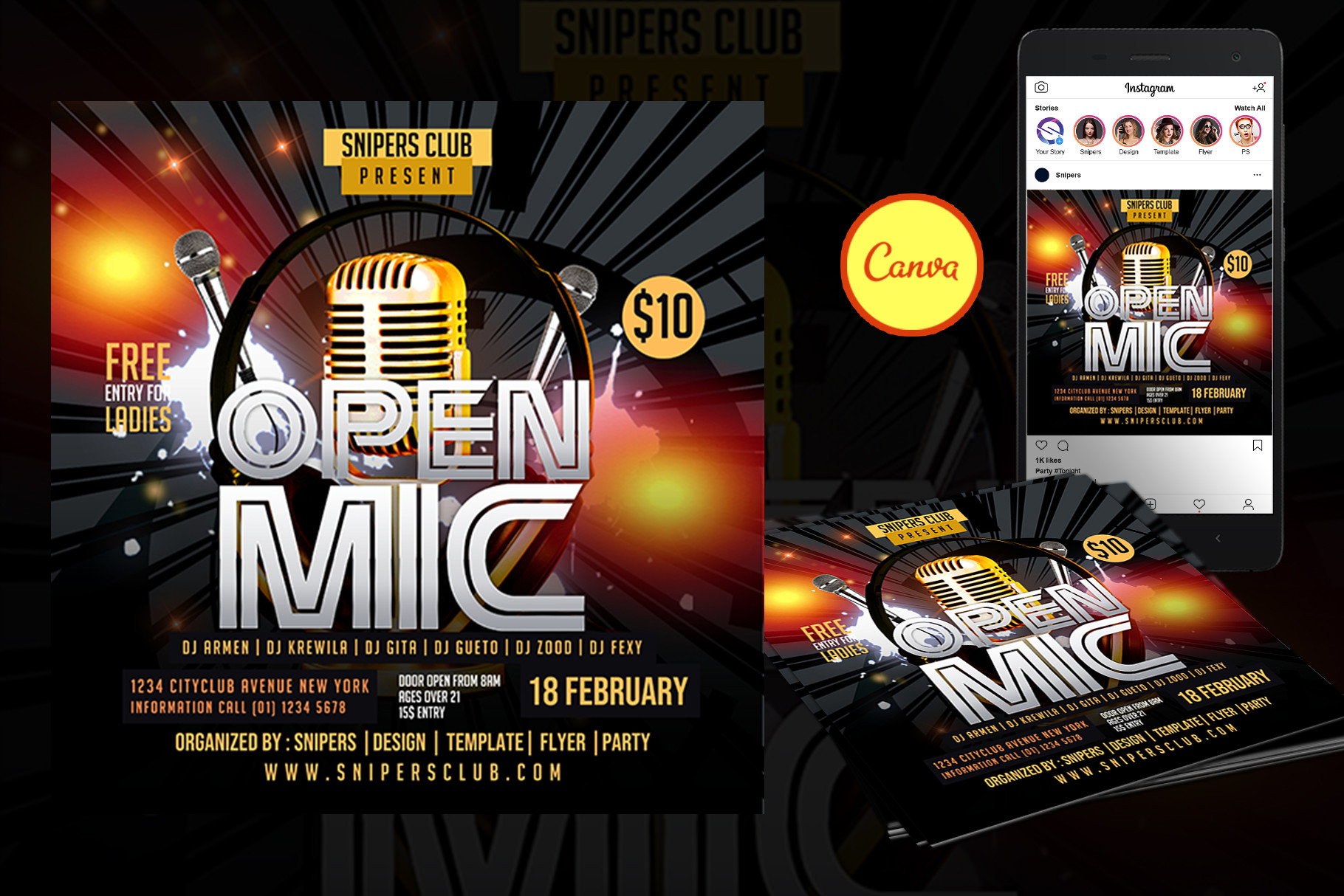 Open Mic Event Flyer Canva Template