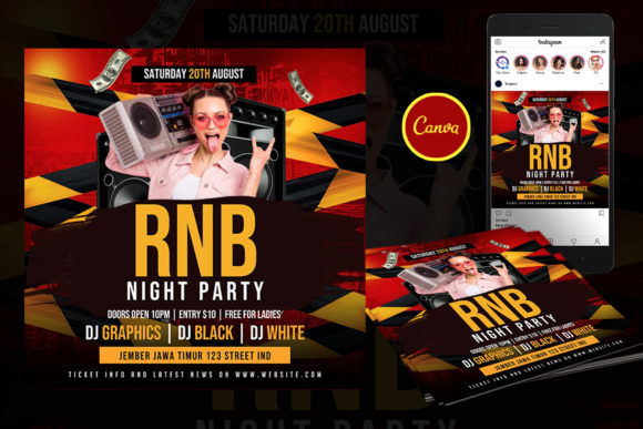 RnB Party Event Flyer Canva Template