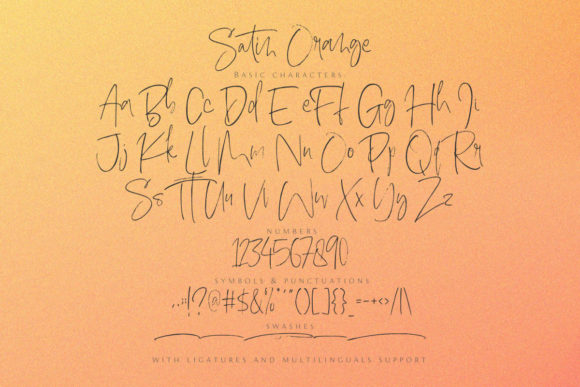 Satin Orange Font PNG with transparent background - Preview 4