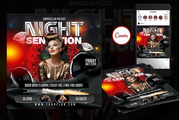Sensation Event Flyer Canva Template