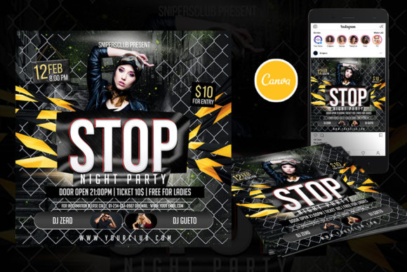 Stop Night Event Flyer Canva Template