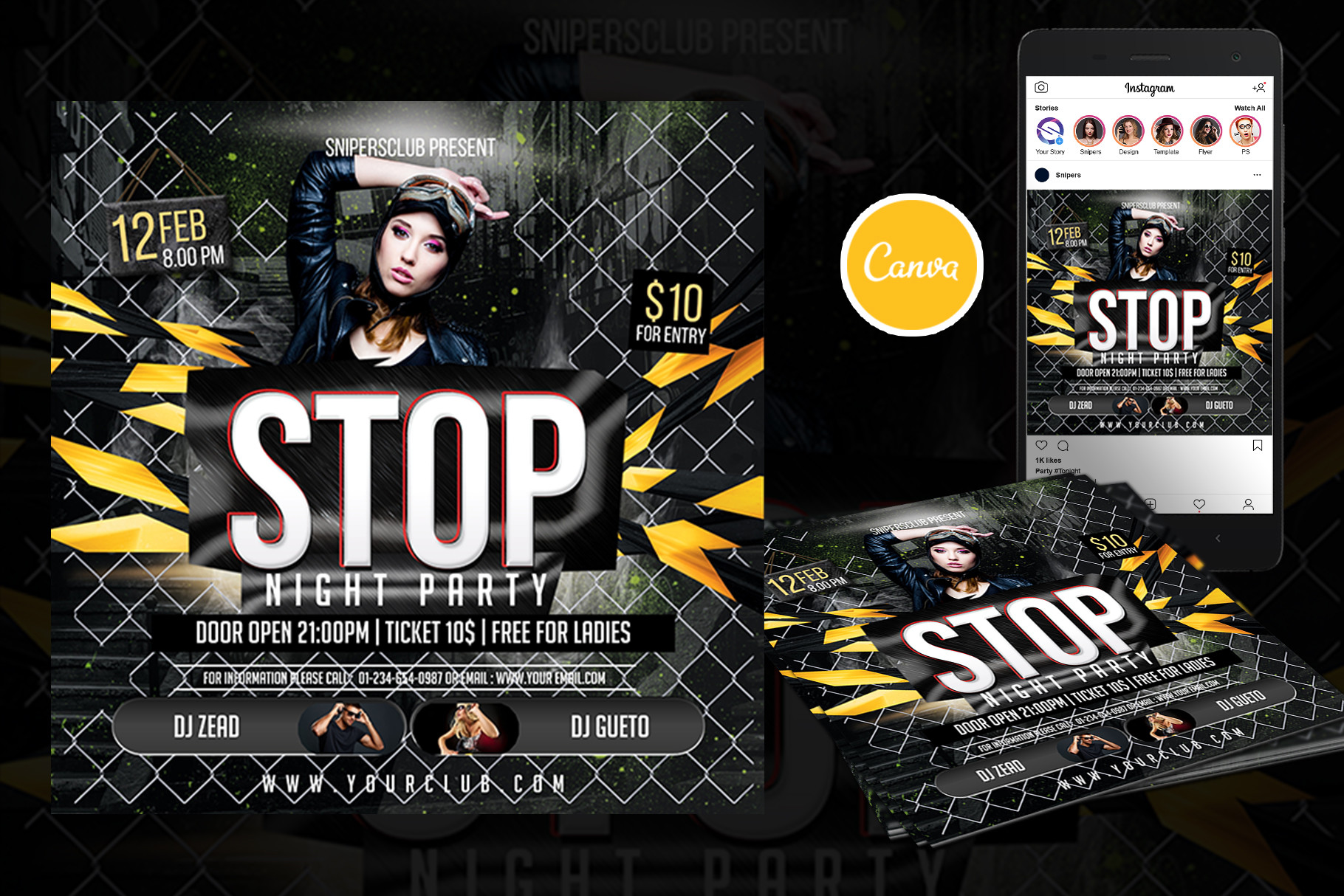 Stop Night Event Flyer Canva Template