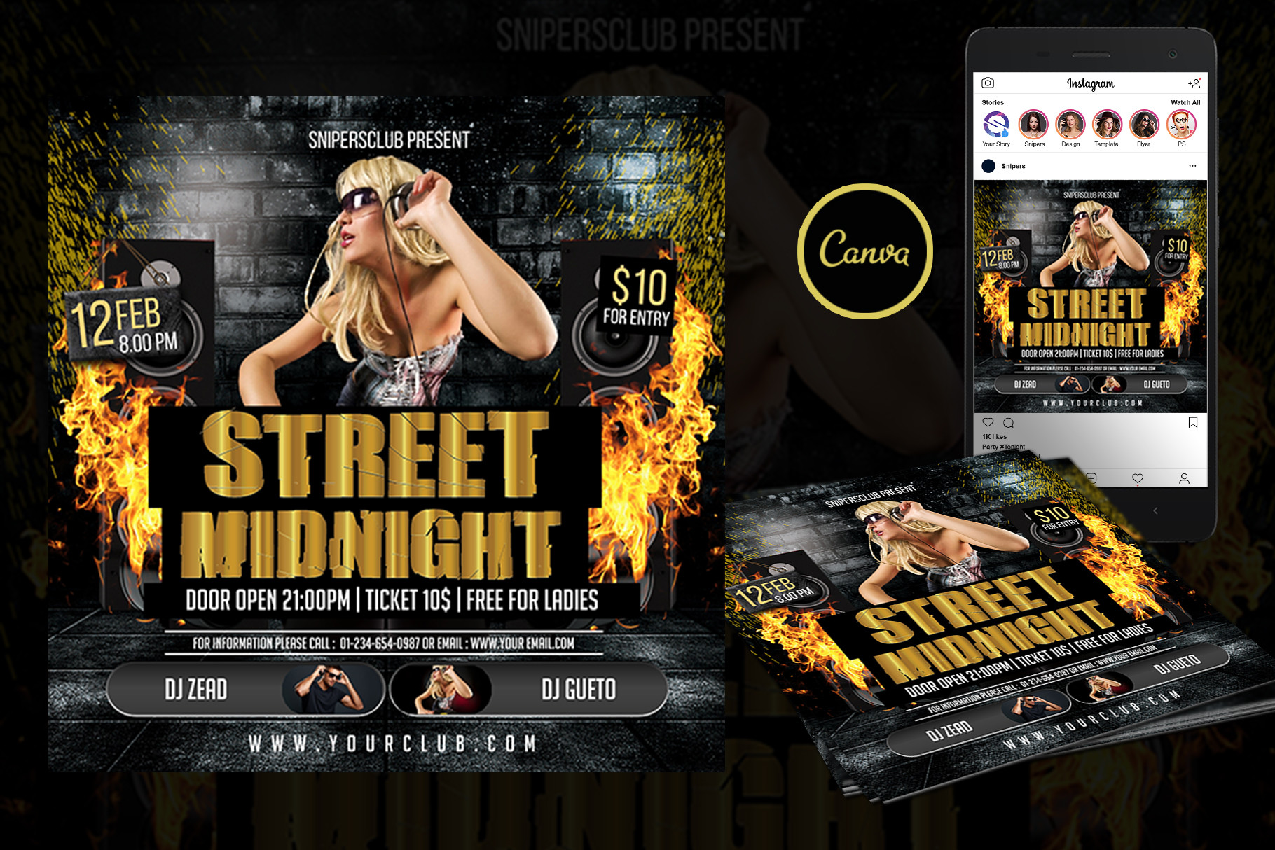 Street Midnight Flyer Canva Template