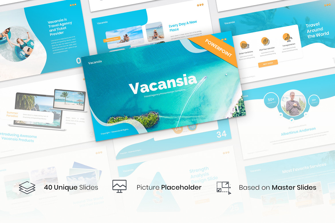 Plantilla de PowerPoint de Agencia de Viajes Vacansia