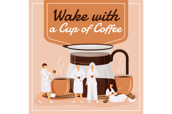 Preview of Wake with a Cup of Coffee Social Media coffee shop social media template