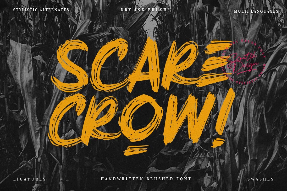 Scarecrow preview: rough textured brushed display font