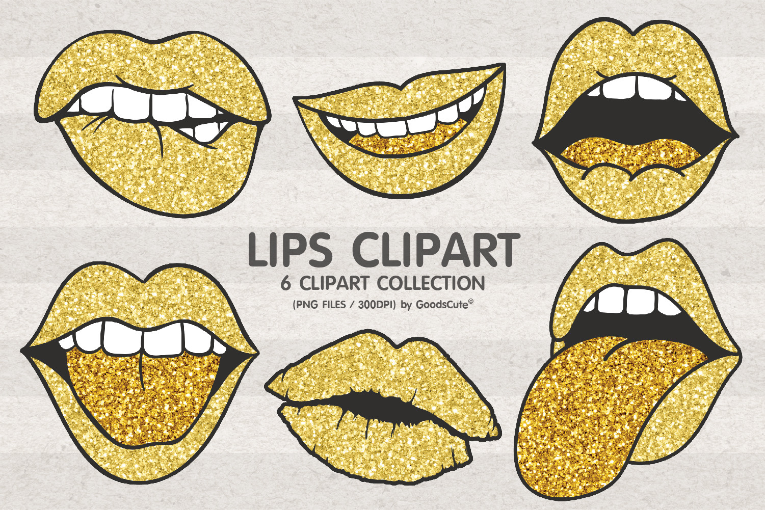 Gold Glitter Lips Clipart Sublimation Graphic by GoodsCute · Creative ...