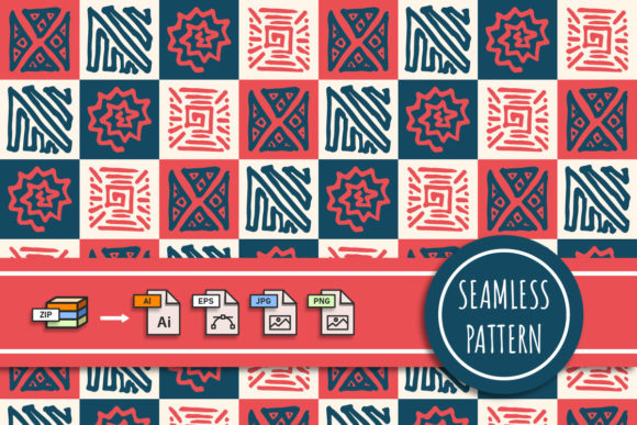 Abstract Ethnic Carving Seamless Pattern Gráfico Padrões de Papel Por Creativeun