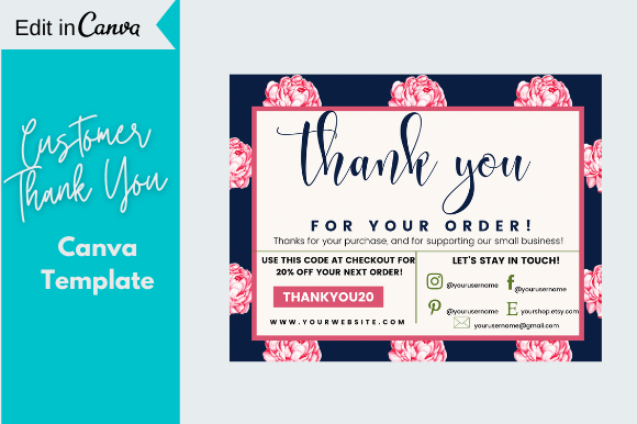 Business Thank You Card CANVA Template,