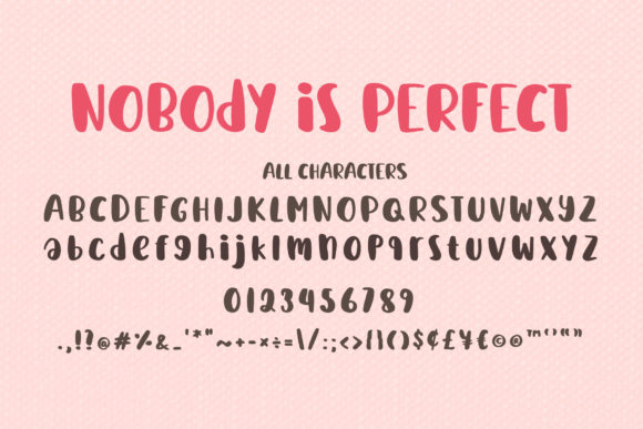 Nobody is Perfect Font PNG with transparent background - Preview 6