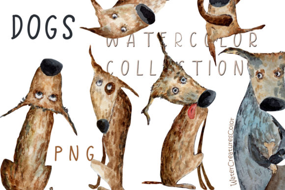 Watercolor Collection of Dogs Graphic Illustrations By LivingСreatures