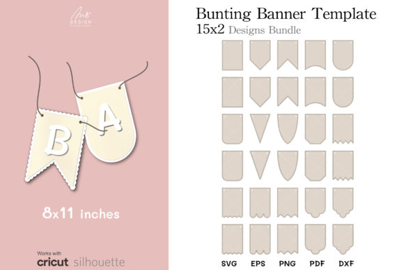 Banner Bunting Birthday Party Bundle SVG Afbeelding Afdruk Sjablonen Door AN8DesignHappiness