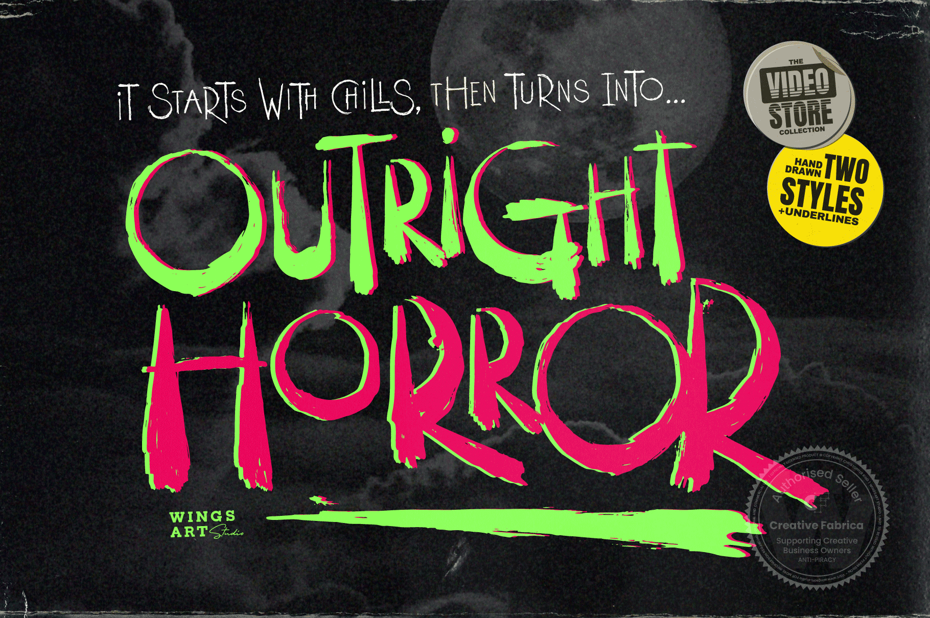 Outright Horror preview: creepy dramatic cartoon horror font