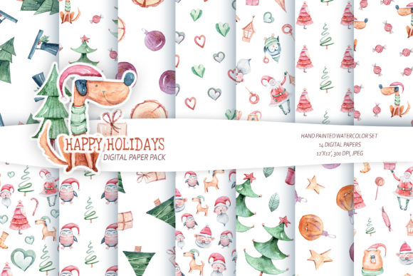 Watercolor Christmas Seamless Patterns Graphic Patterns By Tiana Geo