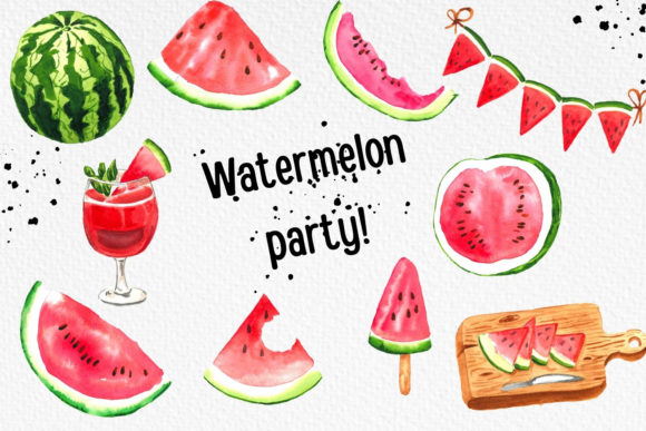 Watermelon Party, Summer Clipart, Slices