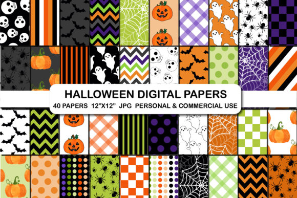 Halloween Background Digital Papers Set