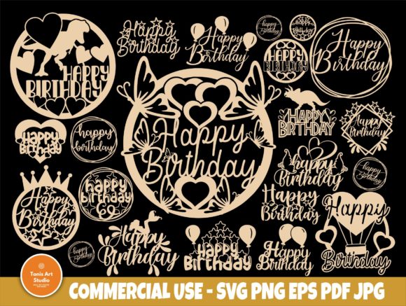 Happy Birthday, Cake Topper Set