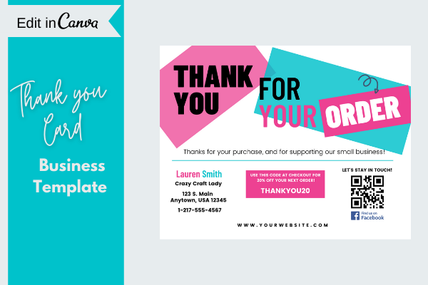 Business Thank You Card, CANVA Template