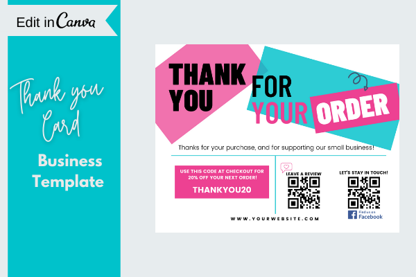 Business Thank You Card, CANVA Template