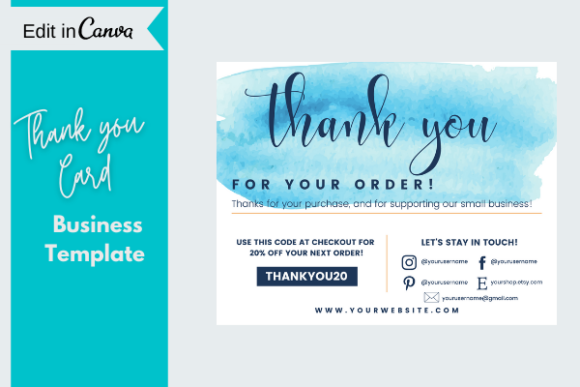 Business Thank You Card CANVA Template,