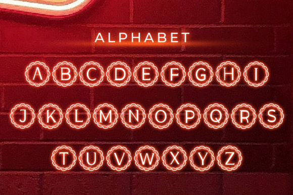 Monogram Neon Font PNG with transparent background - Preview 2