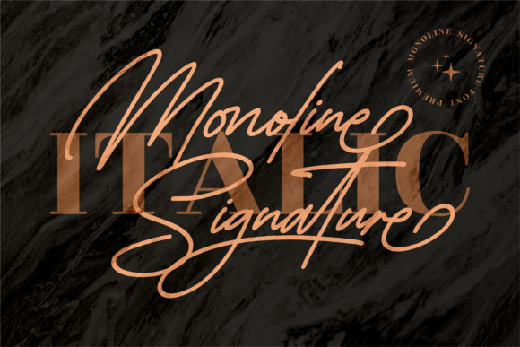 Monoline Signature Font PNG with transparent background - Preview 1