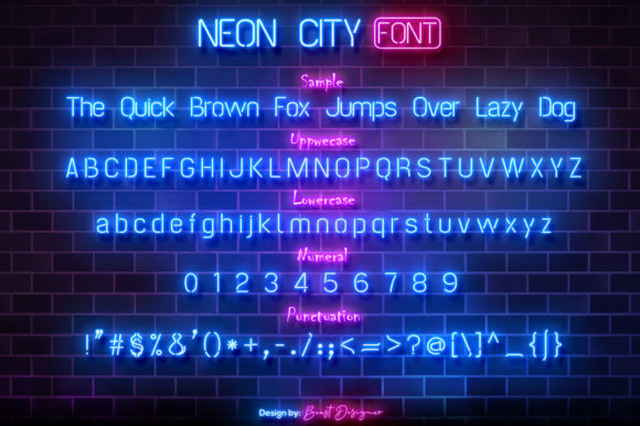 Neon City Font PNG with transparent background - Preview 1