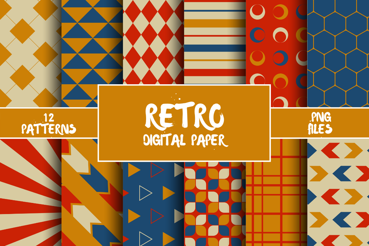 Retro Pattern Digital Paper Graphic by atlasart · Creative Fabrica