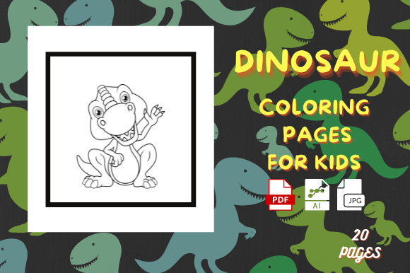 Dinosaur Coloring Pages KDP Interior V.1 Graphic by KDP World ...