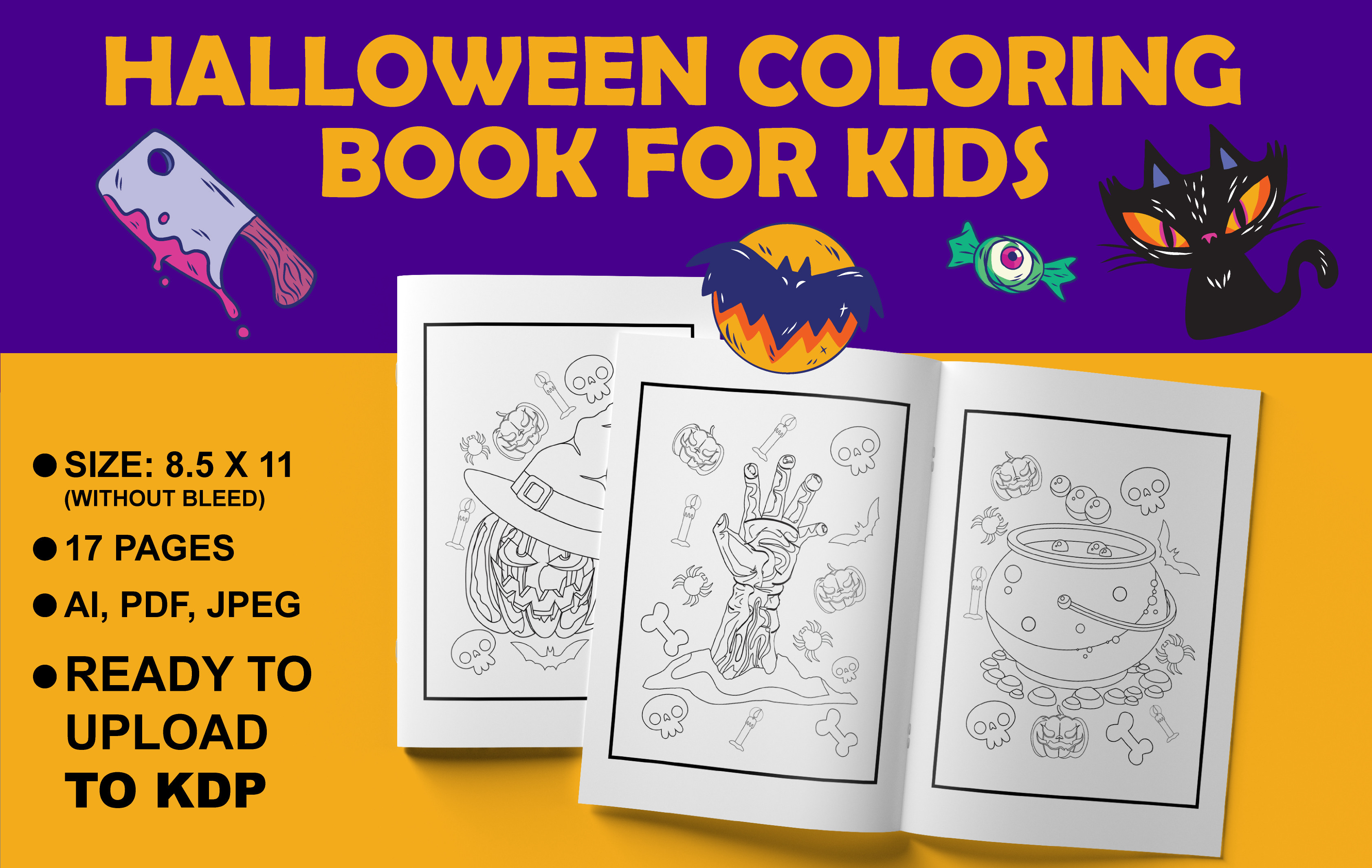 Halloween Coloring Book for Kids KDP Graphic by Design Empire ...