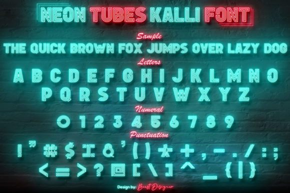 Neon Tubes Kalli Font PNG with transparent background - Preview 1