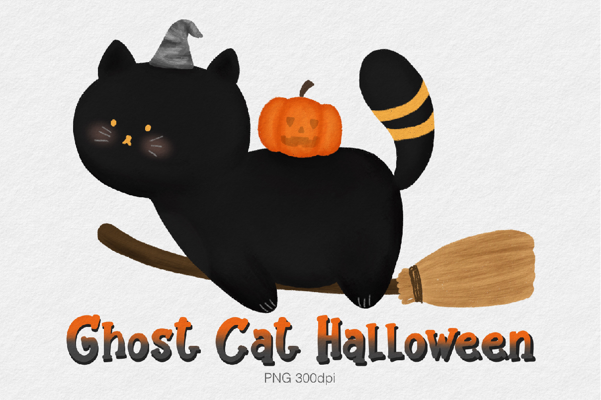 Ghost Cat Halloween Clipart Graphic by MinMin · Creative Fabrica