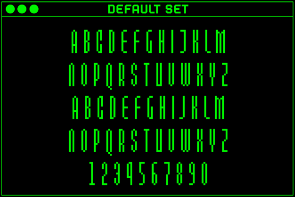 MultiType Pixel Slim Font PNG with transparent background - Preview 1