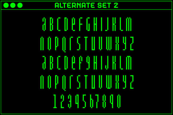 MultiType Pixel Slim Font PNG with transparent background - Preview 3