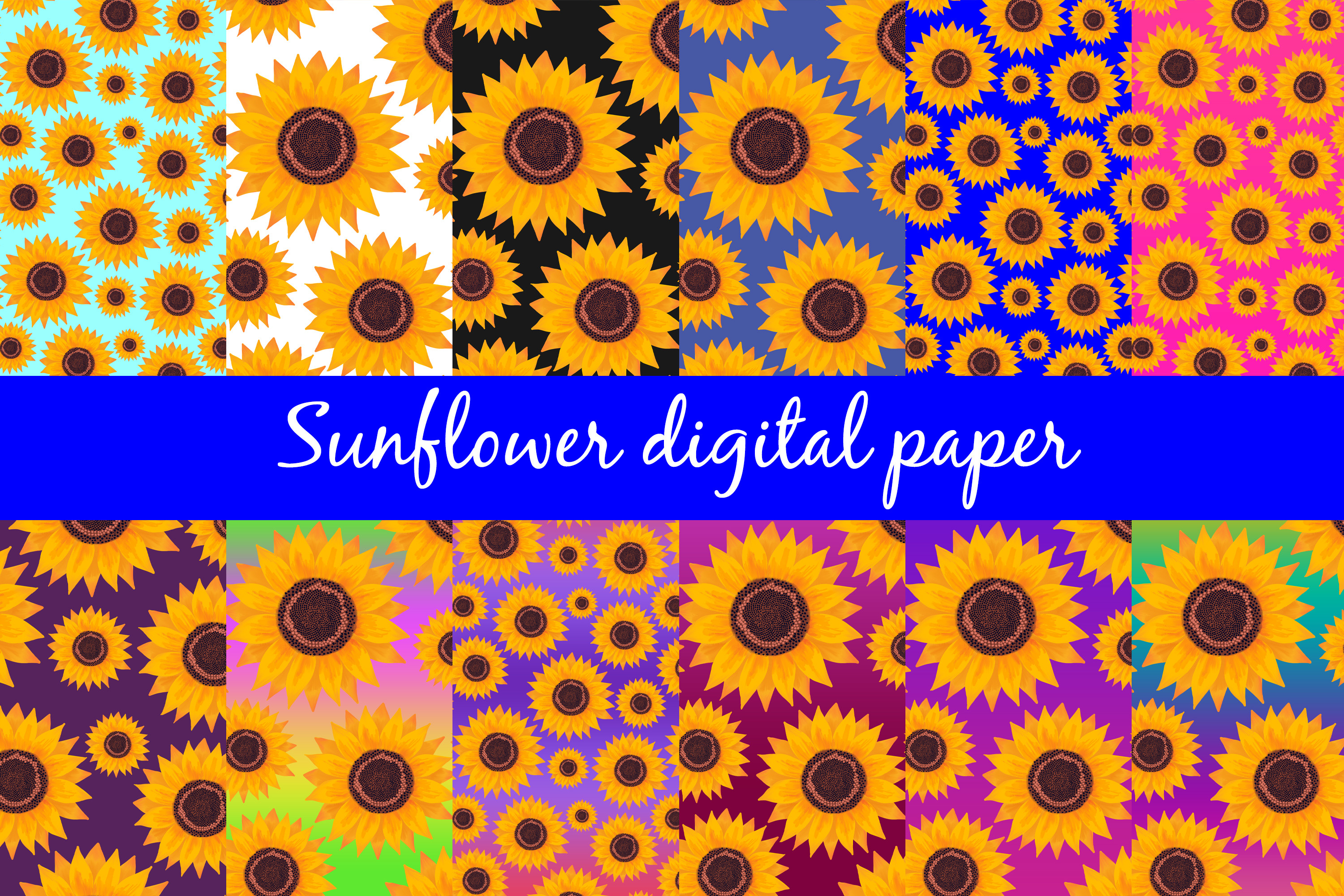 Sunflower Digital Paper Graphic by Svetlanakrasdesign · Creative Fabrica