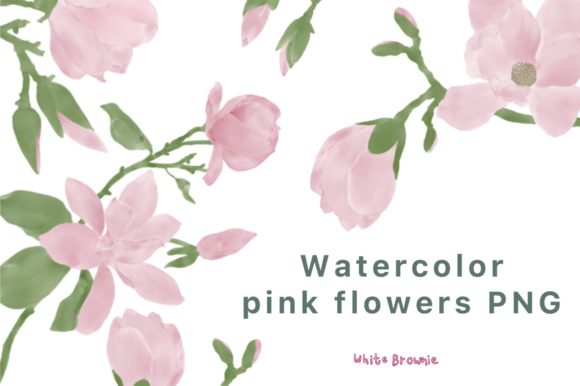 Pink Floral Watercolor 15 PNG Grafik Druckbare Illustrationen Von WhiteBrownie